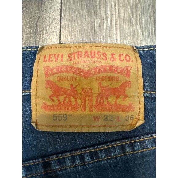 Levis Mens 559 Slim Fit Stretch Denim Jeans W32 L36 Dark Wash - Picture 8 of 8